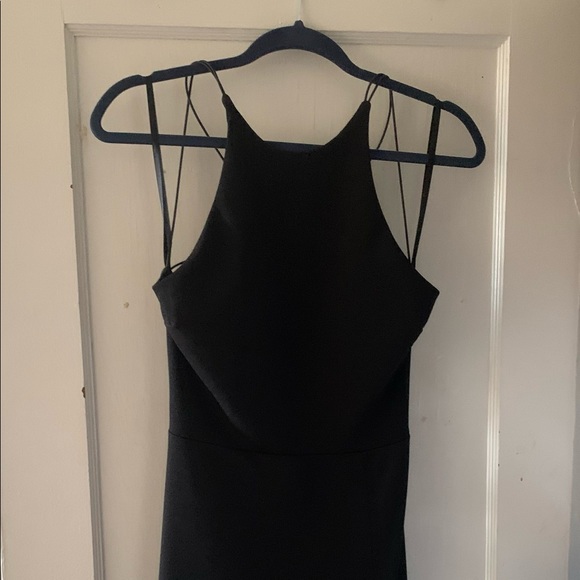 NWT black size 9 maxi dress with high leg slit, open back - Picture 3 of 4